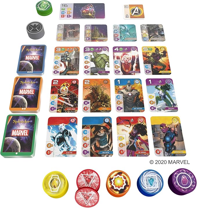 Asmodee Marvel Splendor Board Game - Unite Heroes and Gems in an Epic Strategy Adventure, Family Game for Kids and Adults, Ages 10+, 2-4 Players, 30 Minute Playtime