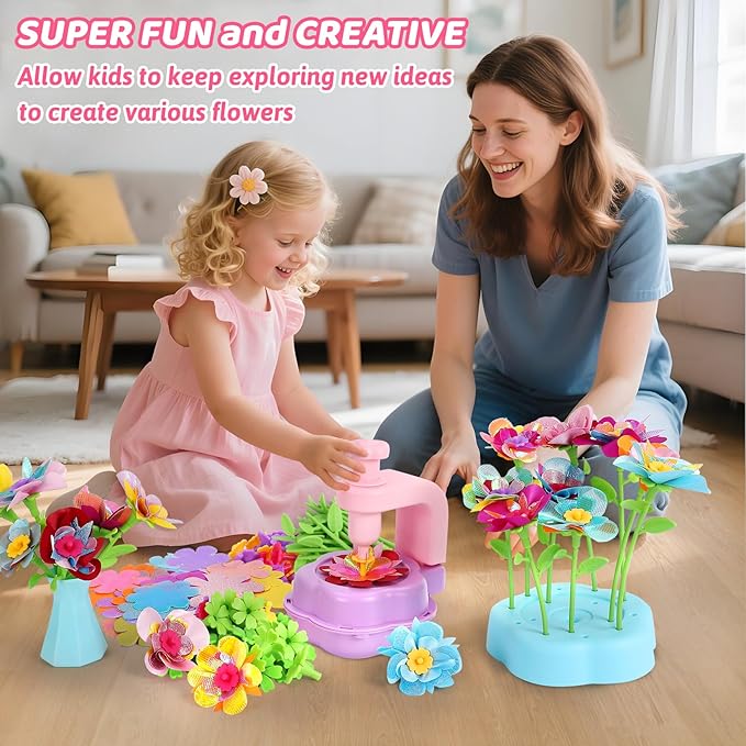 Flower Craft Kits for Girls - Arts and Crafts for Kids Ages 4-8, Gifts for 4 5 6 7 8 9 Year Old Girls, Art Craft Activity Toys Set for Kids, DIY Flower Making Kit Creative Toys Gifts for Toddler