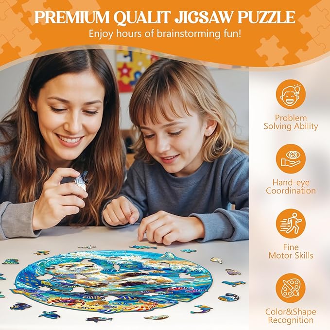 Wooden Puzzles for Adults, Wooden Jigsaw Puzzles for Adults Kids, Leisurely Otter Unique Shaped Wood Puzzles Adult, Creative Birthday Gifts for Friends Family Game (11.4 * 11.3n 200pcs)