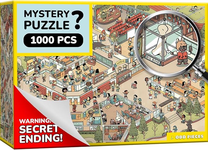 Jigsaw Puzzles 1000 Pieces - Magic Mystery Story Secret Ending Puzzle - Perfect Game Night for Adults & Kids - Cat Dog Cartoon Theme (Snack Attack)