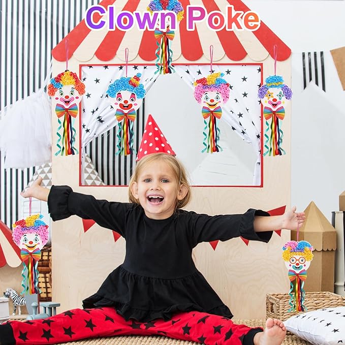 Fennoral 12 Pack Clown Craft Kit for Kids Make You Own Circus Poke in Art Craft Kits DIY Halloween Creative Activity Carnival Birthday Party Decoration