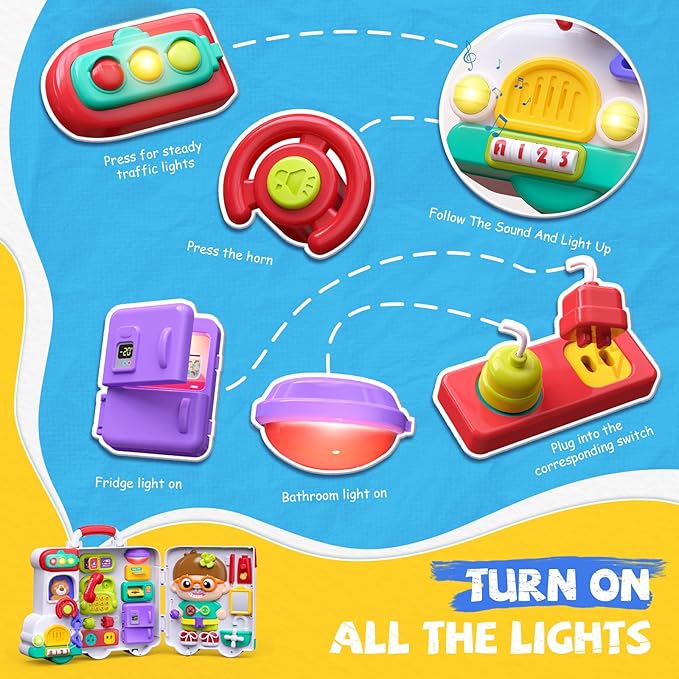 Busy Board Montessori Toys Gift for 1 2 Year Old Boys, Early Educational Montessori Toys for Toddler 1-3, Birthday Gifts Toy for 1 2 Year Old Boy, Ideas 1 Year Old Boys Birthday Gift Toy