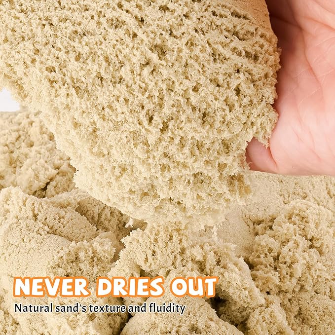 NiToy FlexiSand 19 lbs Value Pack of Moldable Self-Sticking Sand, Never Dries Out Fun for 3 Years and Up Kids, Bulk Refill for Sensory Sand Box Toys, Ideal for Shaping and Molding (Original Color)