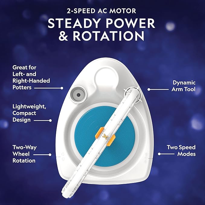 Blue Marble National Geographic Deluxe Pottery Wheel Kit – Complete Starter Pottery Set, Plug-in Motor, 3 lbs. Air Dry Clay, Gemstone Chips, Sculpting Tools, Patented Arm Tool, Paints & More