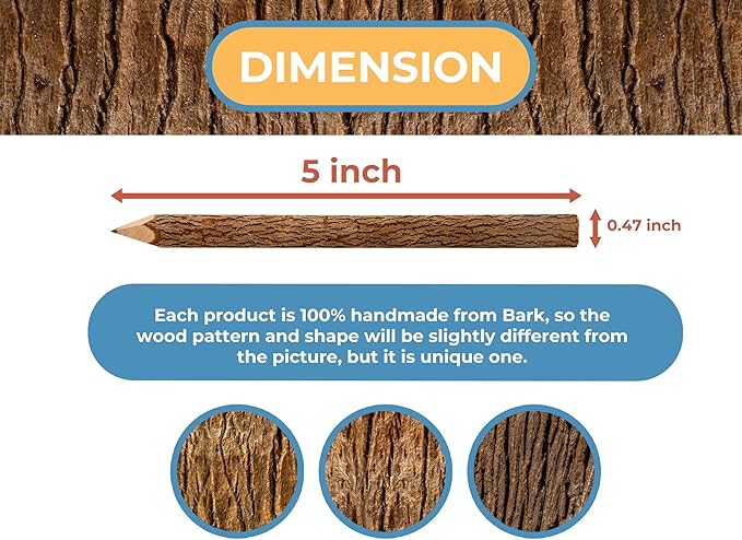BSIRI Pencil Wood Graphite Wooden Tree Rustic Twig Pencils Birch of 12 Camping Lumberjack Decorations Party Supplies Novelty Gifts Bark Pencils Gifts for Kids in Classroom