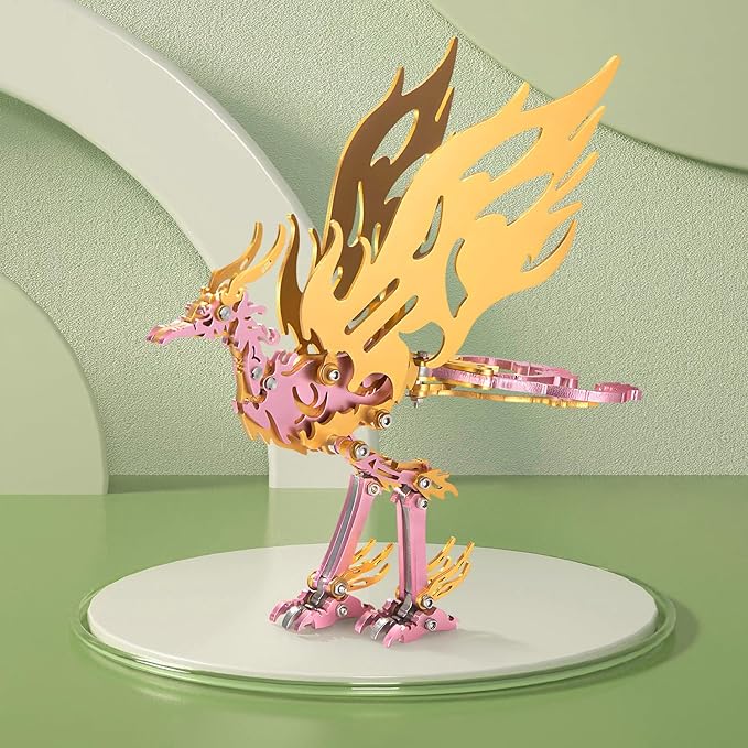 3D Metal Puzzles for Adults, Mechanical Metal Model Kits for Adults Bi Fang, 3D Puzzle Stainless Steel Ornaments for Men Women Art Craft Gifts Toys(Golden Wing).