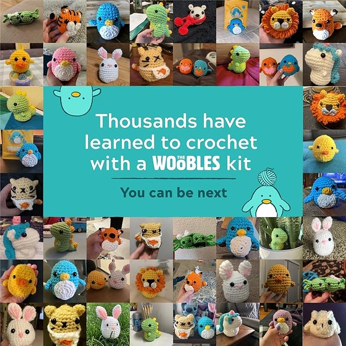 The Woobles Minecraft Crochet Kit โ Beginner Crochet Kit for Adults & Kids, Easy Knitting Kit with Woobles Yarn, DIY Crafts, Crochet Animals, Minecraft Toys, Gift for Gamers & Crafters (Creeper)