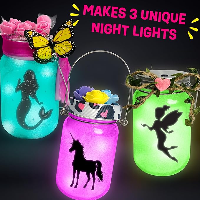 Light-up Unicorn Fairy & Mermaid Lanterns Craft Kit – Christmas Gifts for 8 9 10 11 12 Year Old Girls - Creative Art Girl Toys 8-10 Years Old and Up - Craft Kits for Girls Ages 8-12 - Tween Gift Ideas