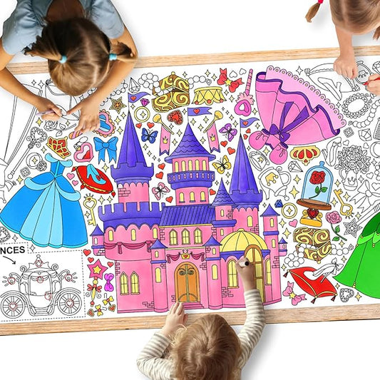 Gatherfun Princess Party Giant Coloring Poster - 31.5x 72 Inches - Versatile Classroom Wall Décor & Princess Birthday Activity - Princess Poster or Table Cover for School Parties and Special Events