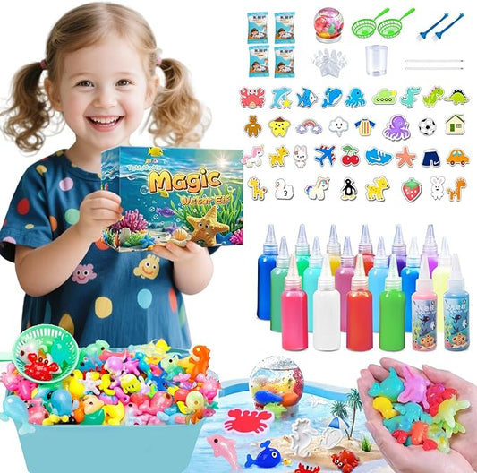 TSMJUWND Magic Water Elf Toy Kit with 20 Magic Gels & 30 Molds DIY Squishy Maker for Kids Girls Boys Birthday Gift Chrismas Festival Party Favors