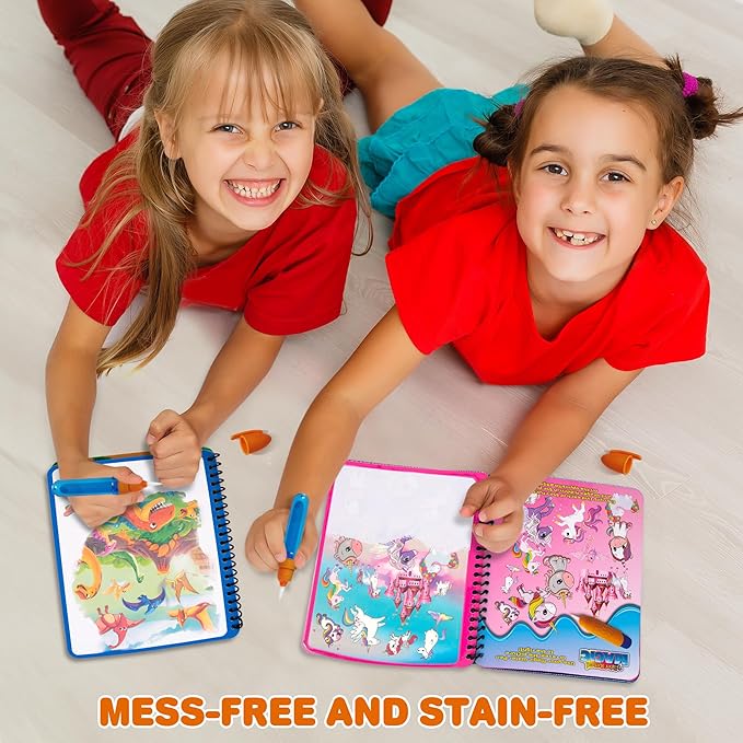 ArtCreativity 4 Pack Magic Water Coloring Books for Toddlers, Reusable Magic Water Pen Coloring Books for Kids - Mess Free Water Art Book for Toddlers - Travel Activity Toys, No-Mess Coloring