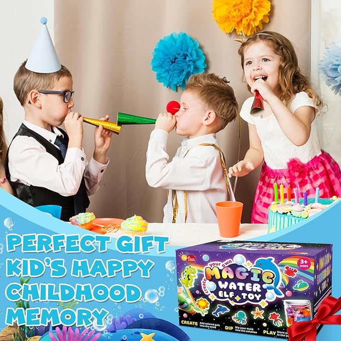 EggSun Magic Water Elf Toy for Kids,Aqua Fairy Water Gel Kit,20 Colors Squishy Maker Set,20 Shape Molds,Fun DIY Art & Craft Toy Creation Kit for Children,Birthday Party Gifts for Girls and Boys