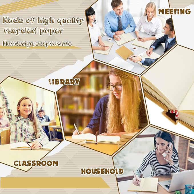 Henoyso 24 Pcs A5 Blank Notebooks Journals Bulk 100 Sheets/200 Pages Unlined Craft Notebooks Kraft Sketchbooks Hardcover for Writing Drawing for Gifts Students School Office, 8.3 x 5.7 in (Brown)