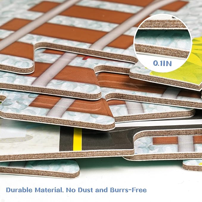 TOI Gaint Floor Puzzle for Kids Ages 3 and Up, 2x3 Feet Railway Floor Puzzles for Toddlers 3-5, Extra Large Preschool Learning Jigsaw Puzzles for Boys and Girls