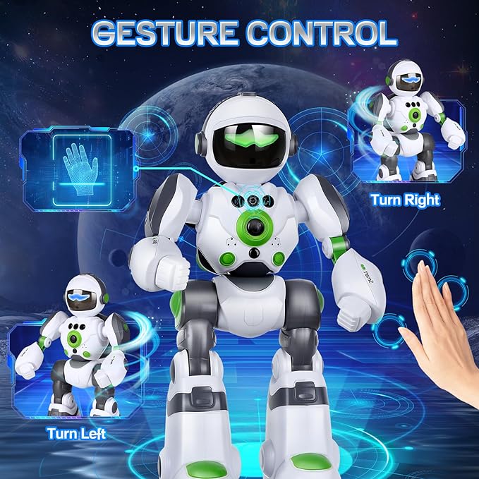 Robot Toys Gift for Kids: Remote Control Robot Programmable with Record Voice Music Dancing Gesture Control, for Toddler Boys and Girls