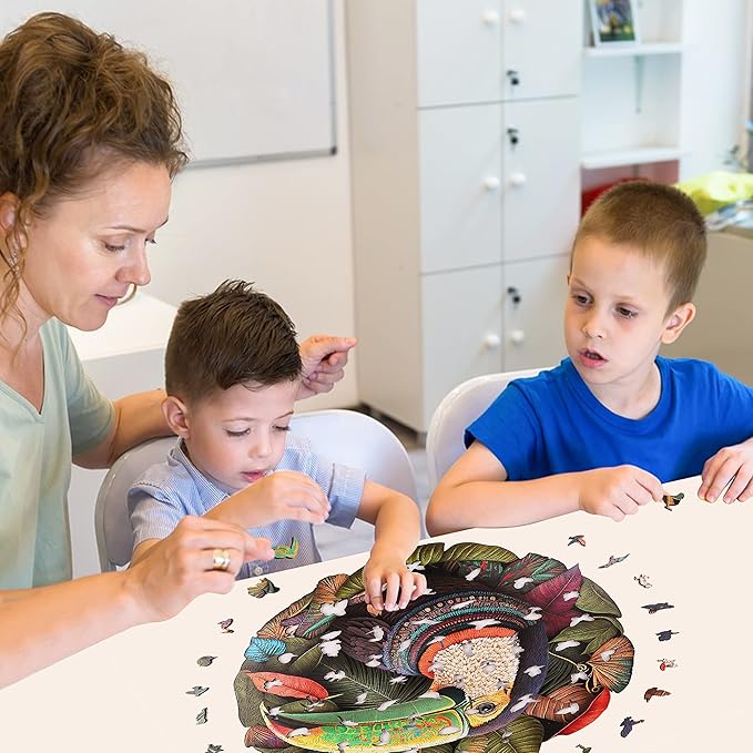 Mys Aurora Unique Wooden Jigsaw Puzzles - Mandala Parrot, 500 Pcs King Size 16.5'' x 16.4'', Luxurious Shaped Wood Puzzle, Beautiful Package, Best Gift for Adults and Kids, Family Game