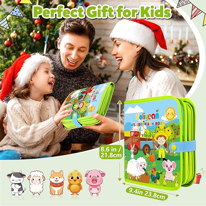 Montessori Busy Book for Toddlers 1-3, Busy Board Montessori Toys for 1 Year Old Boy Girl Birthday Gift, Educational Learning Sensory Activity Books, Quiet Book Travel Toys for Airplane Car