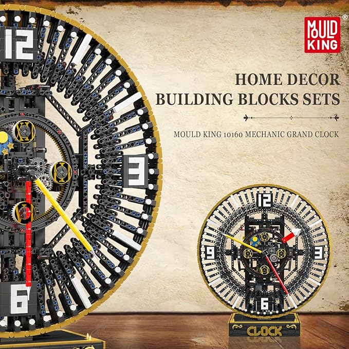 Mould King Cyberpunk Grand Clock Building Blocks Set, 3675+ Pcs Real-Time Clock Model Kit with Mechanical Gears, App Control Electric Building Model Kit, Creative Gift Toys for Adults Teens