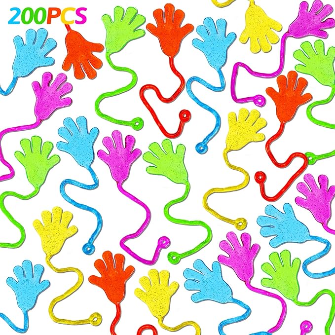 200PCS Glitter Sticky Hand Party Favors for Kids Birthday Supplies Goodie Bag Stuffers Classroom Treasure Box Carnival Prizes Bulk Goody Treat Gift Trinkets Stuff Pinata Fillers Mini Stretchy Toys