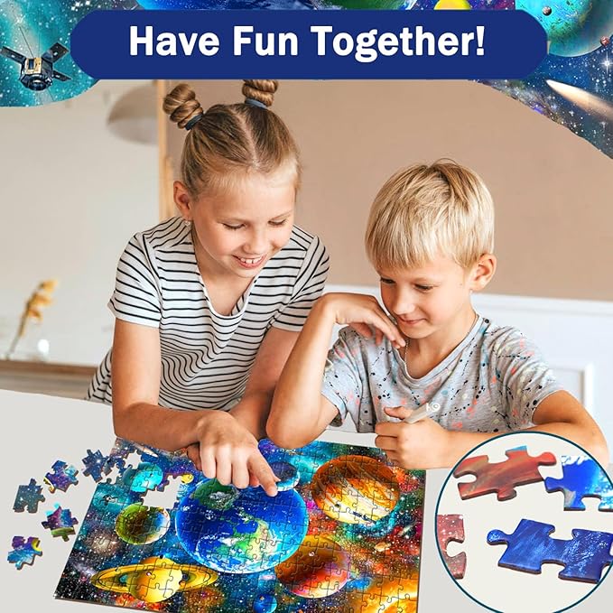 Puzzles for Kids Ages 8-10 6-8 - Solar System Planets Floor Puzzle- 200 Piece Jigsaw Puzzles for Kids Ages 10-12 Year Old and Adults.Colorful Children Puzzles for Girls and Boys Educational Toys