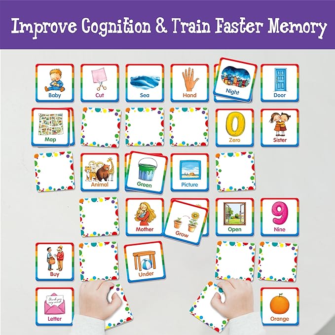 Memory Matching Game, 72 PCS Sight Words Matching Cards for Kids, 36 Pairs Memory Cards, Educational Toy for Children to Learn Sight Words 5+ Years Old