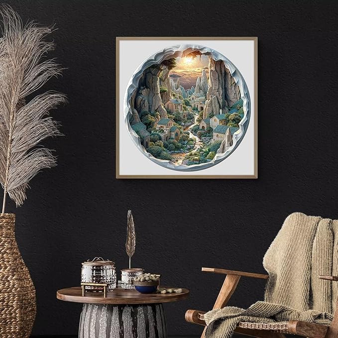 Wooden Puzzles Adults, 3D Cave Forest Puzzle 100 Pieces, Unique Animal Shaped Wood Challenging Jigsaw Puzzles Gifts for Adults, 8.5x8.5in