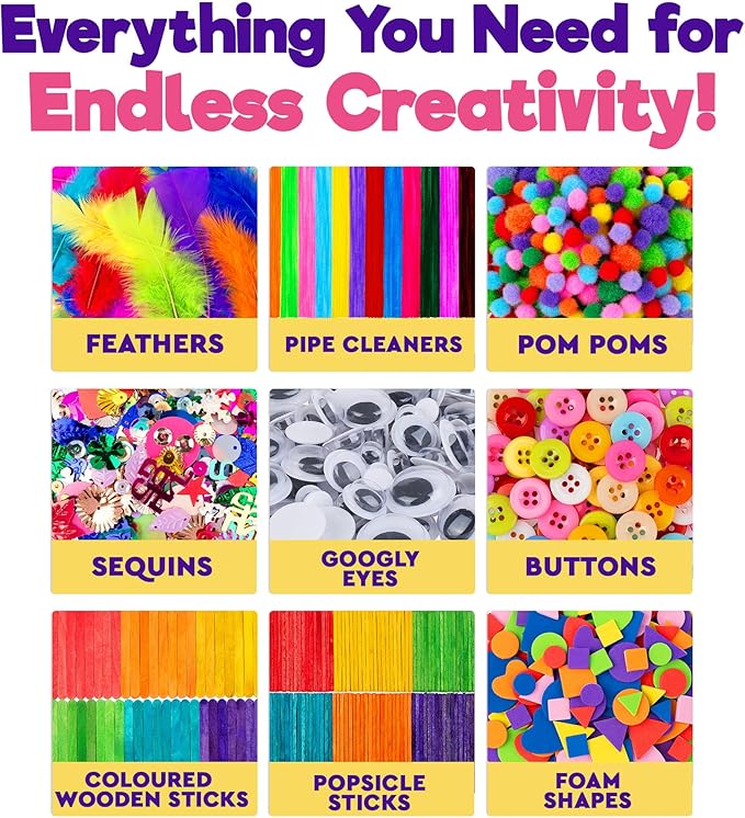 Blue Squid 1750+pcs Craft Kits for Kids, Ages 3-9 Girl Boys Gifts Arts and Crafts for Kids Craft Kits Toys for 3-9 Year Old Girls Boys Birthday Presents Gifts Crafts for 4-10 Year Olds