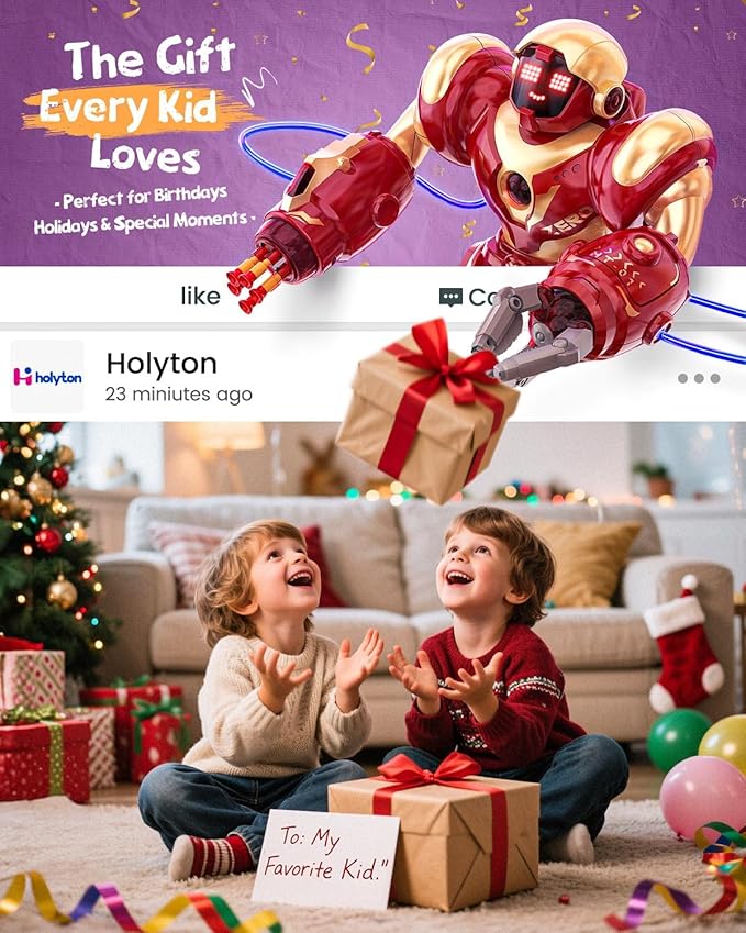 Holyton 5088 Smart Robots for Kids,Large STEM Programmable RC Robot, with Voice Control,APP Control,LED Eyes,Ideal Gift for 4 5 6 7 8 9 Years Old Boys and Girls