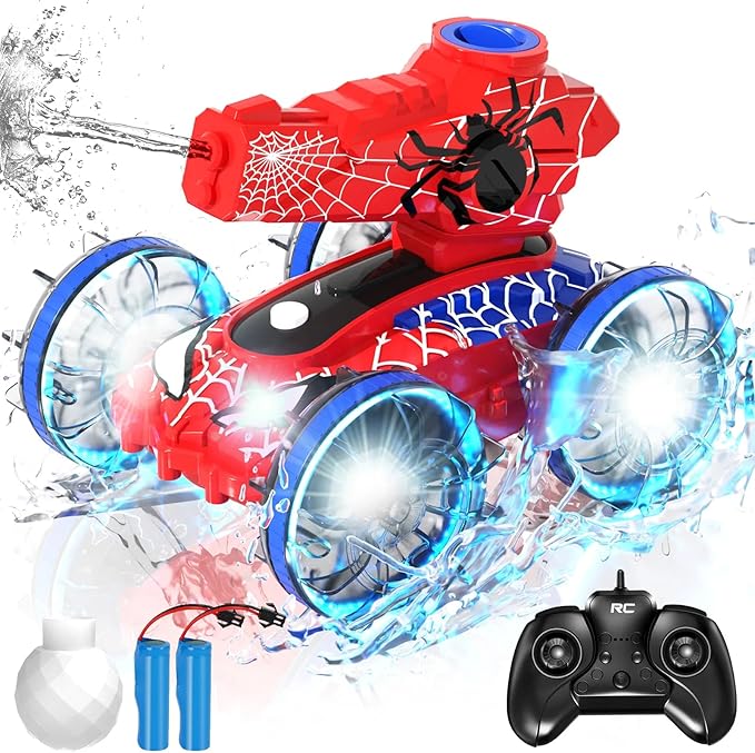 Amphibious Remote Control Car with Water Gun, Waterproof Spider RC Cars & RC Boat for Kids, Pool & Beach Water Toys for Summer Outdoor Play 3 4 5 6 7 8 9 Years Old Boy Gift