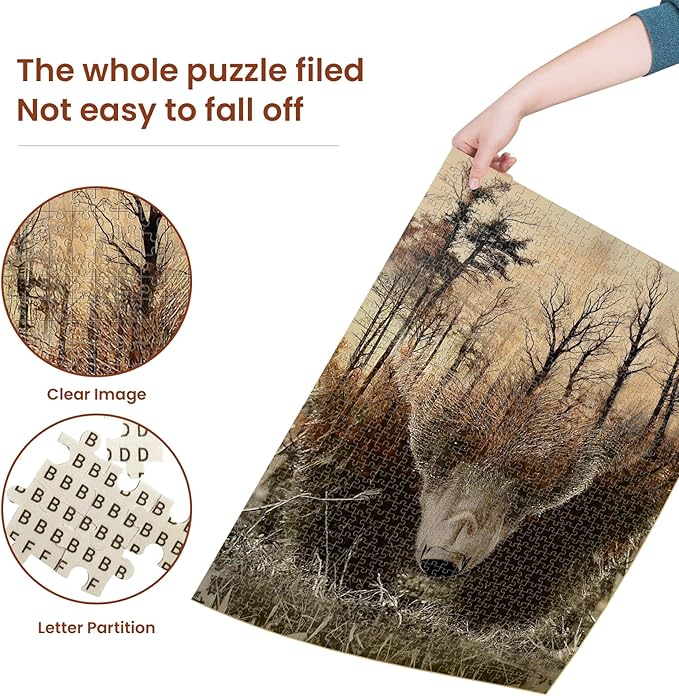 WOZUIBAN Adult Puzzle Classic Jigsaw Puzzle 1000 Pieces Wooden Puzzle DIY Forest Map Bear Modern Home Decor Unique Gift Intellectual Game 75x50cm