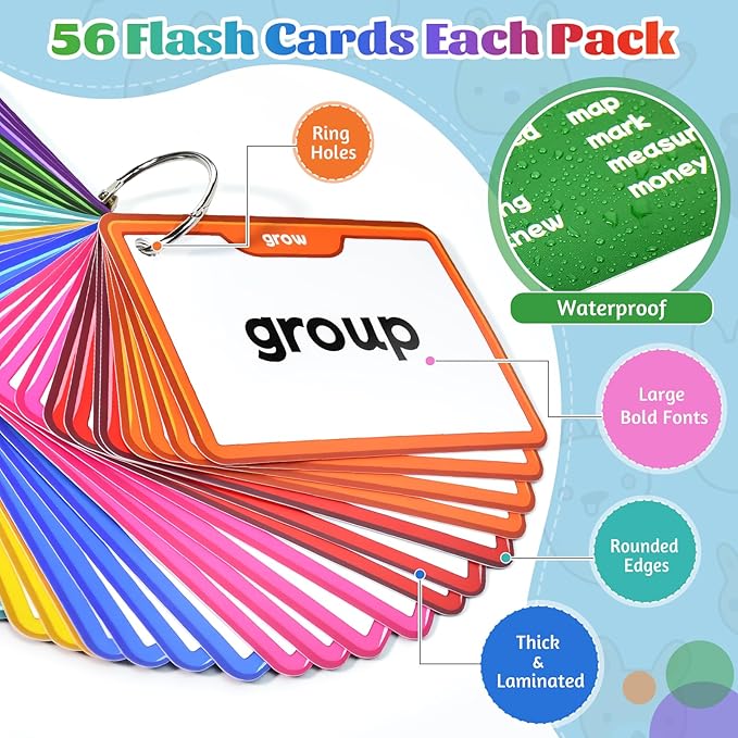 1136 Sight Words/Phonics/Math Flash Cards: 800 Dolch & Fry High Frequency Sight Words, 112 Phonic Flash Cards, 224 Double-Sided Math Flashcards for Kids Pre-K to 6th Grade-784 Cards Total