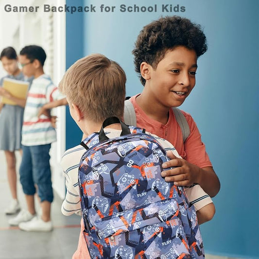 JIANYA Backpack for School, Water Resistant Bookbags Kids School Backpack with Lunch Box, Grey