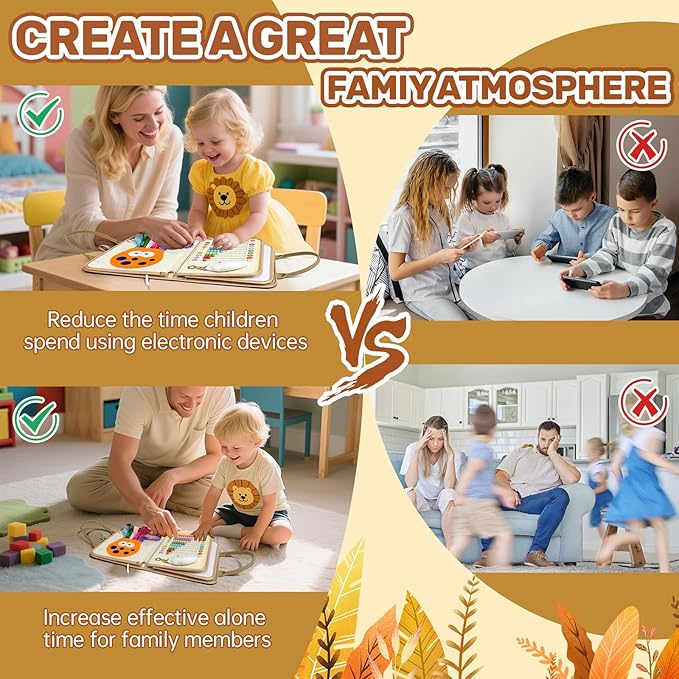 Busy Board Montessori Toys for Toddlers Birthday Gifts, Montessori Busy Book Sensory Board Educational Activity Book for Learning Fine Motor Skills, Airplane Travel Toys for Boy & Girl