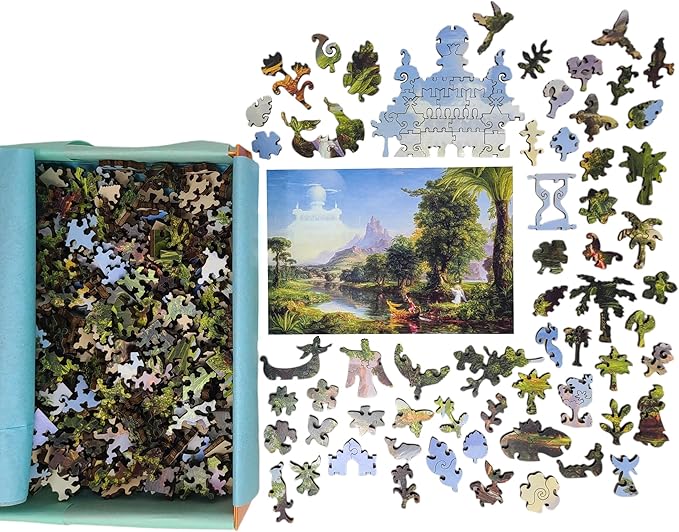 Wooden Puzzle for Adults - Uniquely Shaped Pieces - Made in The USA by FoxSmartBox - 444 Pieces - The Voyage of Life. Youth