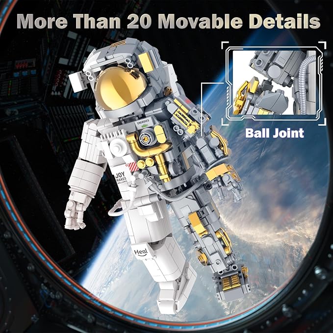 JMBricklayer Space Astronaut Building Block Sets for Adults, 1008 PCS Spaceman Toys with Display Stand, STEM Science Toy 70131, Home or Office Decor, Cool Collectible Gifts for Kids 8-14 Boys Girls