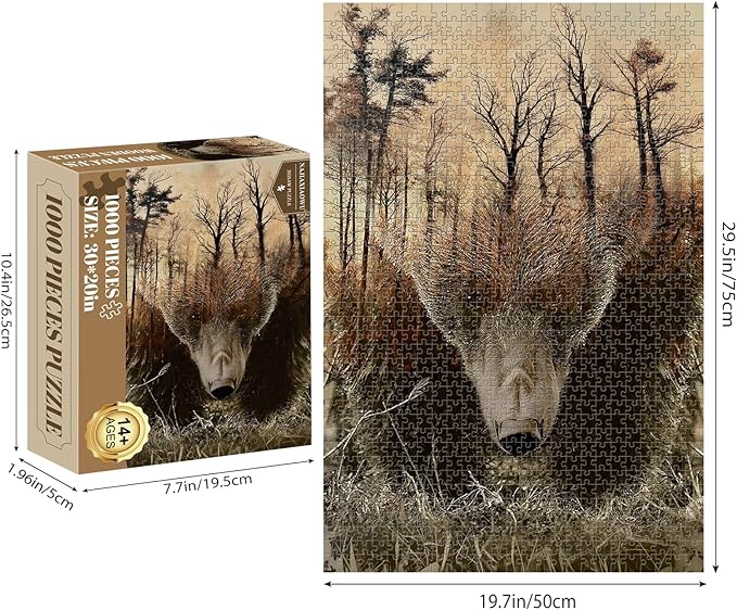 WOZUIBAN Adult Puzzle Classic Jigsaw Puzzle 1000 Pieces Wooden Puzzle DIY Forest Map Bear Modern Home Decor Unique Gift Intellectual Game 75x50cm