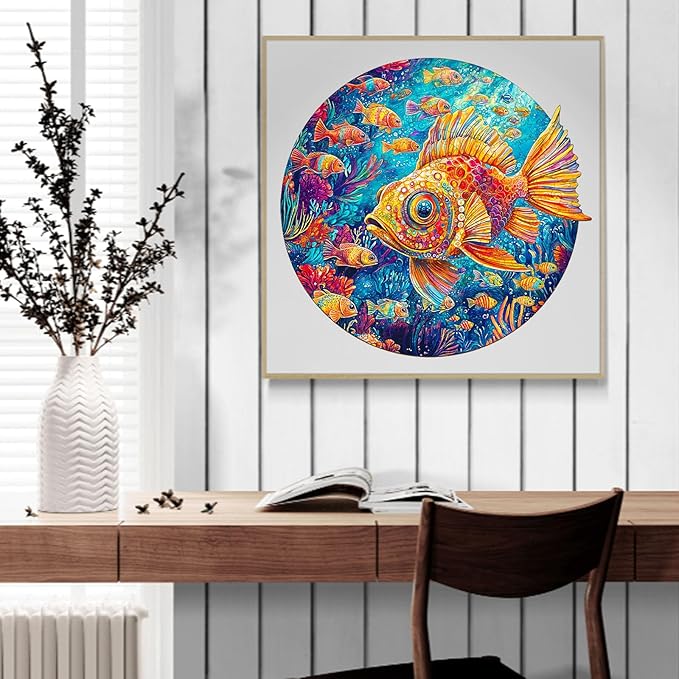 Wooden Puzzles for Adults, Wooden Jigsaw Puzzles for Adults Kids, Fish Just Keep Swimming Unique Shaped Wood Puzzles Adult, Creative Birthday Gifts for Friends Family Game(11.4 * 10.9in 180pcs)