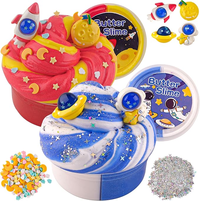 2 Pack Slimes, Galaxy Slime, Cloud Slime kit for Boys Ages 8-12, Toys for Girls and Boys, for Kids Slime Set Party kit Goodie Bag Stuffers, 4 5 6 7 8 9 10 Year Old Girl Boy Birthday Gift Cute Stuff