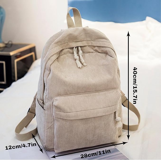 Personalized Corduroy Backpack for Girls Boys, Custom Name School Bag with Cotton Rope Woven, Customize Back to School Bag Gifts for Kids, Birthday/Christmas Gift
