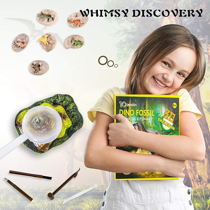 Dinosaur Fossil Digging Kit for Kids, Eggs Excavation Dig Kit, Toys for Kids 5-7 8-12, Great Birthday for Boys and Girls