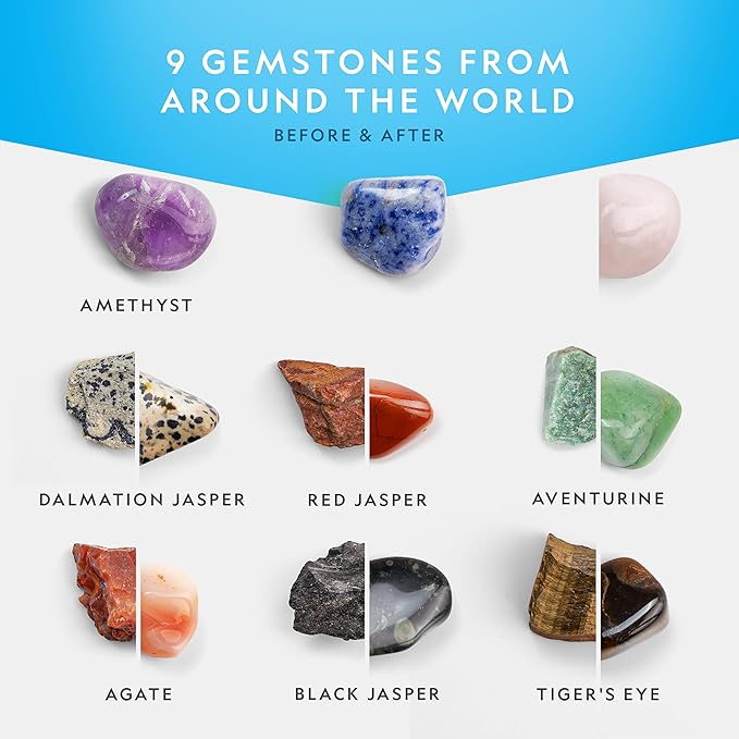 Blue Marble National Geographic Rock Tumbler Kit – Hobby Edition Includes Rough Gemstones, and 4 Polishing Grits, Great STEM Science Kit for Geology Enthusiasts, Rock Polisher for Kids and Adults