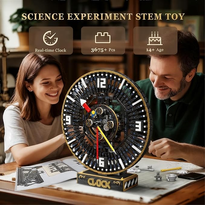 Mould King Cyberpunk Grand Clock Building Blocks Set, 3675+ Pcs Real-Time Clock Model Kit with Mechanical Gears, App Control Electric Building Model Kit, Creative Gift Toys for Adults Teens