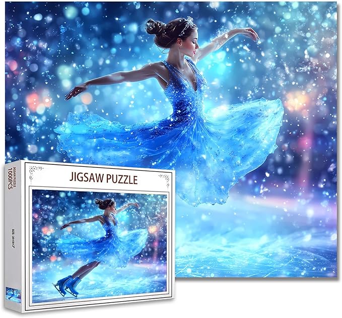1000 Piece Jigsaw Puzzles for Adults Dancing Girl Painting Jigsaw Puzzle Ice Skating Woman Puzzles for Challenging Family Activity Extreme Sports Art Puzzle Wall Decor Cool Sporter Gift (Colorful)