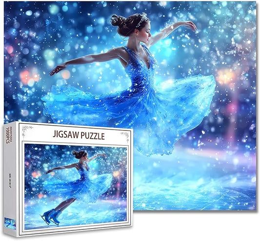 1000 Piece Jigsaw Puzzles for Adults Dancing Girl Painting Jigsaw Puzzle Ice Skating Woman Puzzles for Challenging Family Activity Extreme Sports Art Puzzle Wall Decor Cool Sporter Gift (Colorful)
