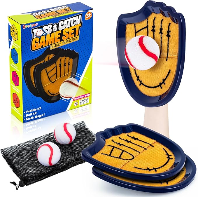 Toss and Catch Ball Set Outdoor Games for Kids Ages 3-12 Beginner Baseball Training Gloves Summer Pool Beach Yard Lawn Gifts for 4 5 6 7 8 9 10 11 12 Year Old Boys Girls
