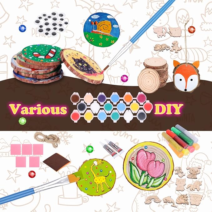 VisionX Wooden Painting Craft Supplies Kit for Kids, Arts and Crafts for Boys and Girls Ages 6-12, Creative Art Toys Birthday Christmas Gifts for 5 6 7 8 Year Old Girls Boys