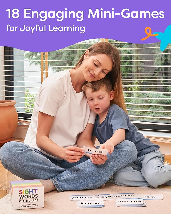 Sight Words Flash Cards Kindergarten to 4th Grade - 600 Words from Dolch's and Fry's Lists with 18 Mini Games