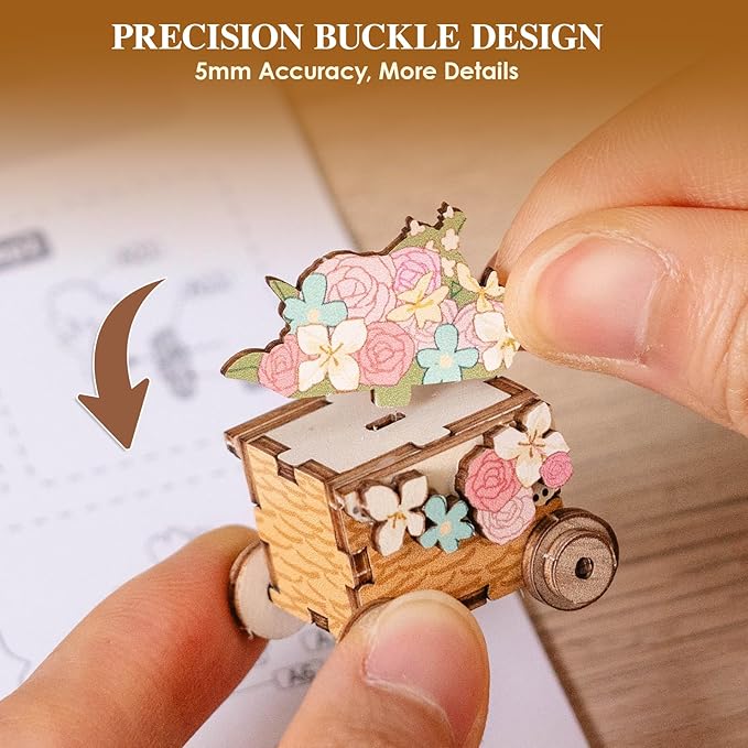 MOMIBOOK Book Nook Kit 153 Pcs DIY Miniature Dollhouse Kit for Adults, 3D Wooden Puzzle Mini Booknook Bookend Bookshelf Decor, Tiny House Model, Party Christmas Birthday Gifts, Flower Shop Cabin