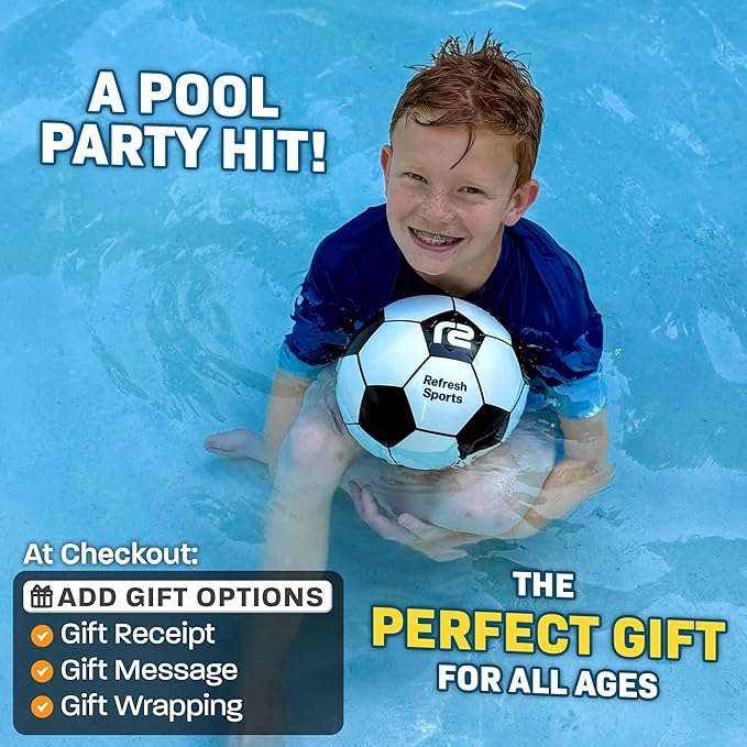 Aqua Dive Soccer Ball - Fun Underwater Pool Toys for Ages 8-12 + โ Best Pool Games Outdoor Ball Game for Kids โ Water Toys for Kids Summer Parties & Watermelon Beach Games - Fun Gifts For Boys & Girls