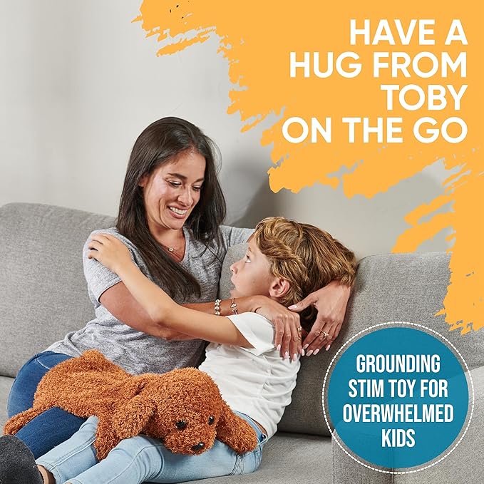 FRIENDLY CUDDLE Weighted Lap Blanket for Kids & Adults – Toby Weighted Blanket – ASD, Sensory Processing Weighted Stuffed Animals Dog Toy – Microwavable Weighted Lap Pad for Kids, 5 Lbs